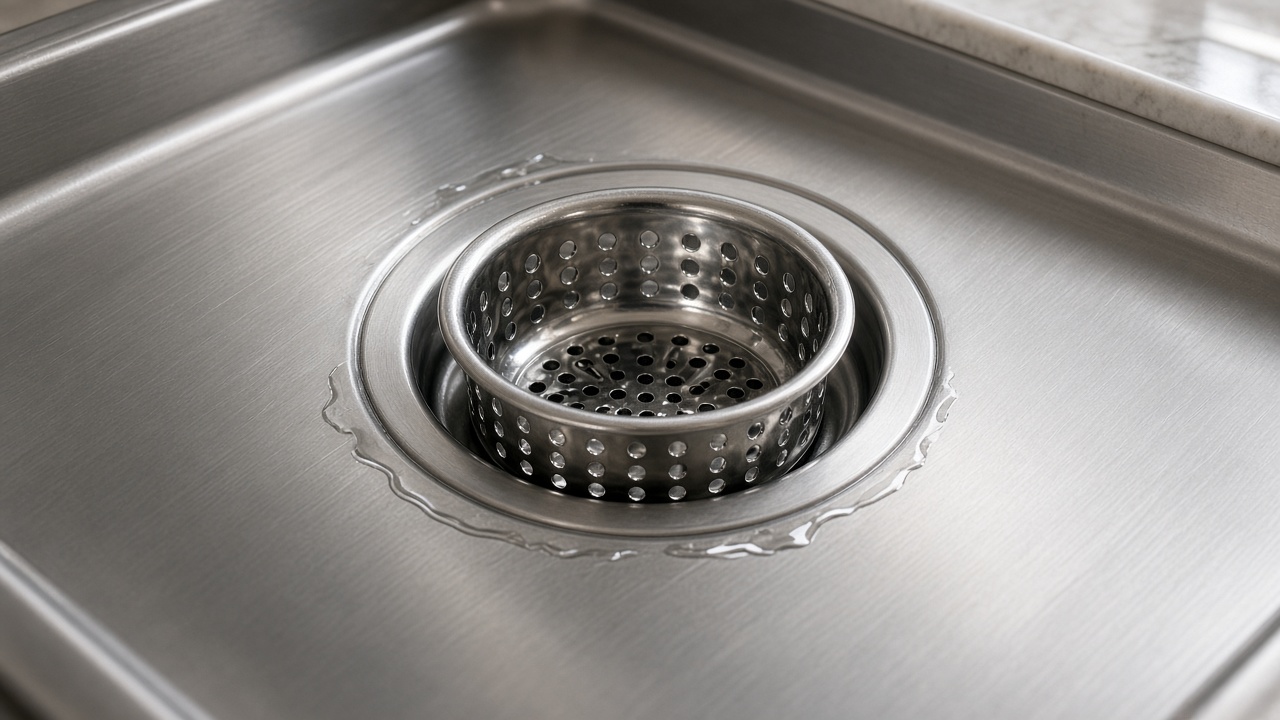 A stainless kitchen sink basket waste strainer.